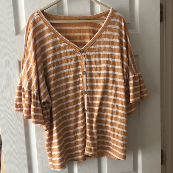 Yellow and white striped shirt